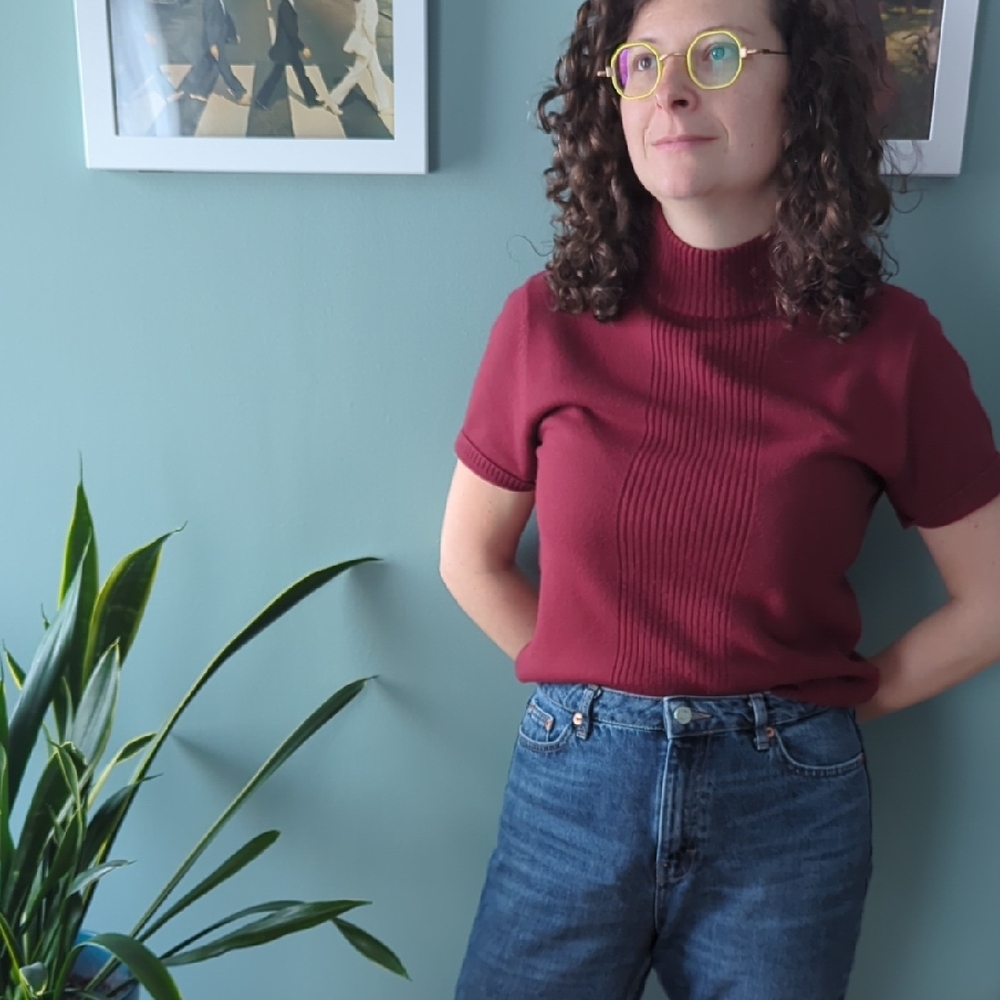 Burgundy Short Sleeve Knit Top